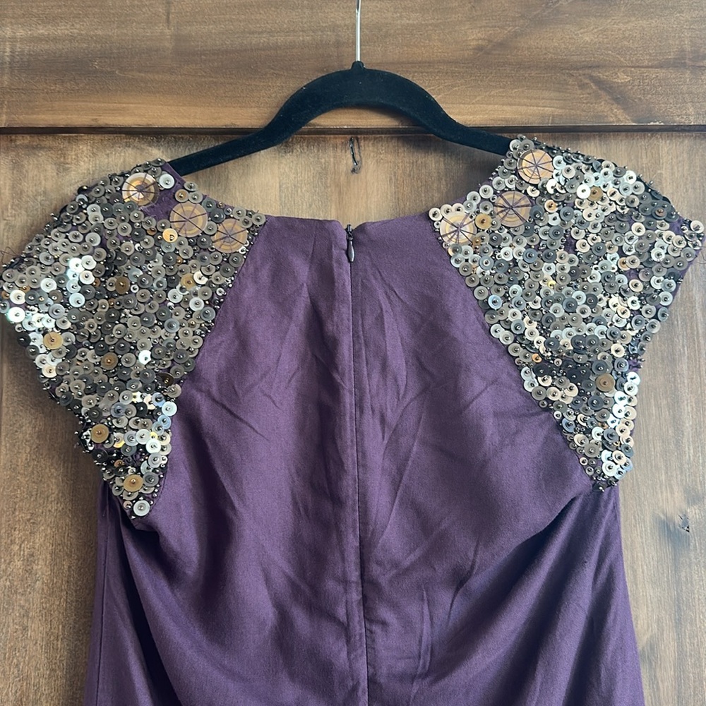 French Connection Purple Dress with Sequin Sleeves - Picture 5 of 7